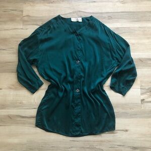 Vintage Victoria’s Secret Gold Label 100% Silk PJ Button Up Dress Shirt